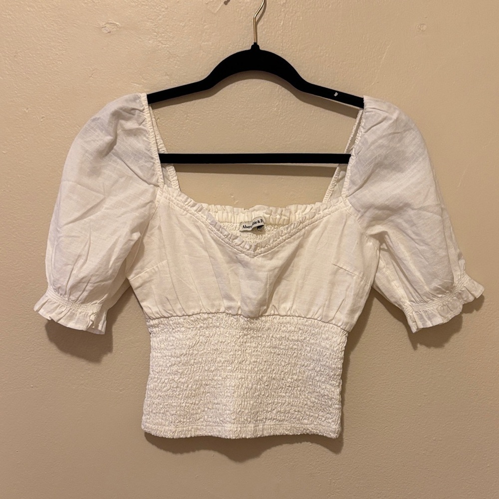Abercrombie & Fitch White Puff Sleeve Blouse